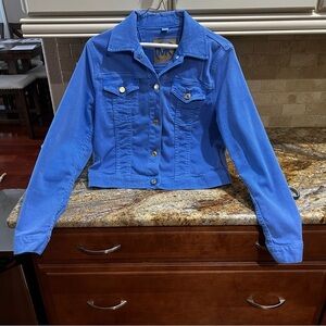 Michael Kors Vibrant Blue Jean Jacket with Gold Accents